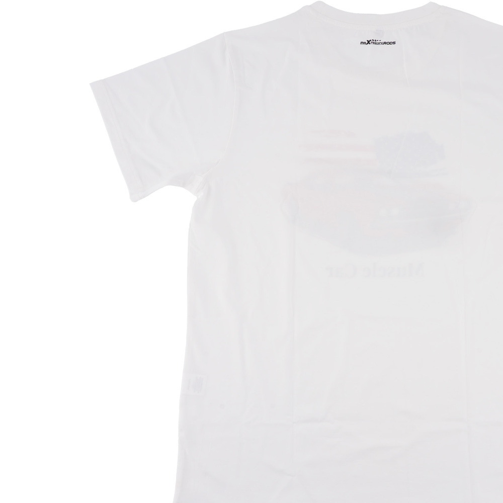 Funny Racing Car Graphic T-Shirt for Vintage USA Flag Muscle Car Classic Design, Size XL