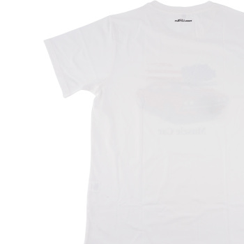 Funny Racing Car Graphic T-Shirt for Vintage USA Flag Muscle Car Classic Design, Size XL