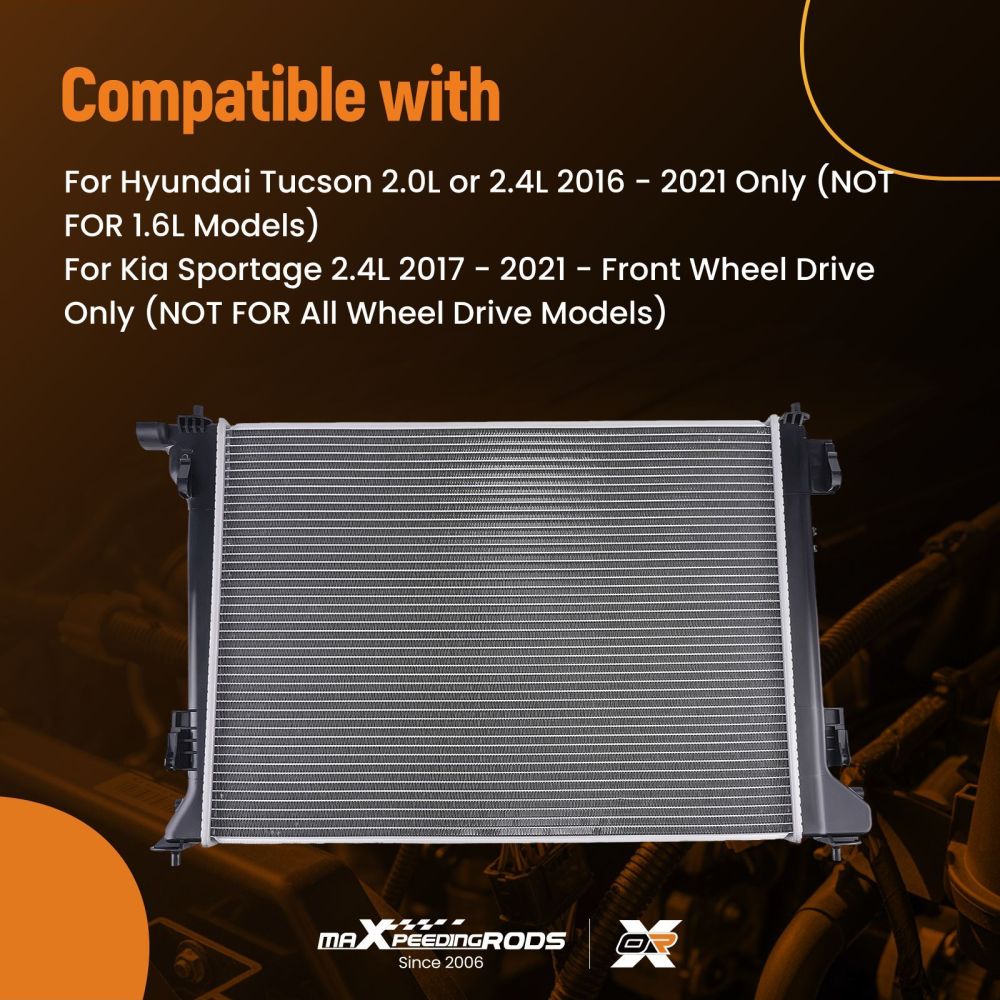 Aluminum Radiator compatible for Hyundai Tucson 2.0/2.4L 16-21 CU13576 Direct Replacement