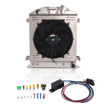 3 Row Aluminum Radiator Fan compatible for Ford Hot Rod compatible for Chevy 350 V8 Engine 1932 CU1009