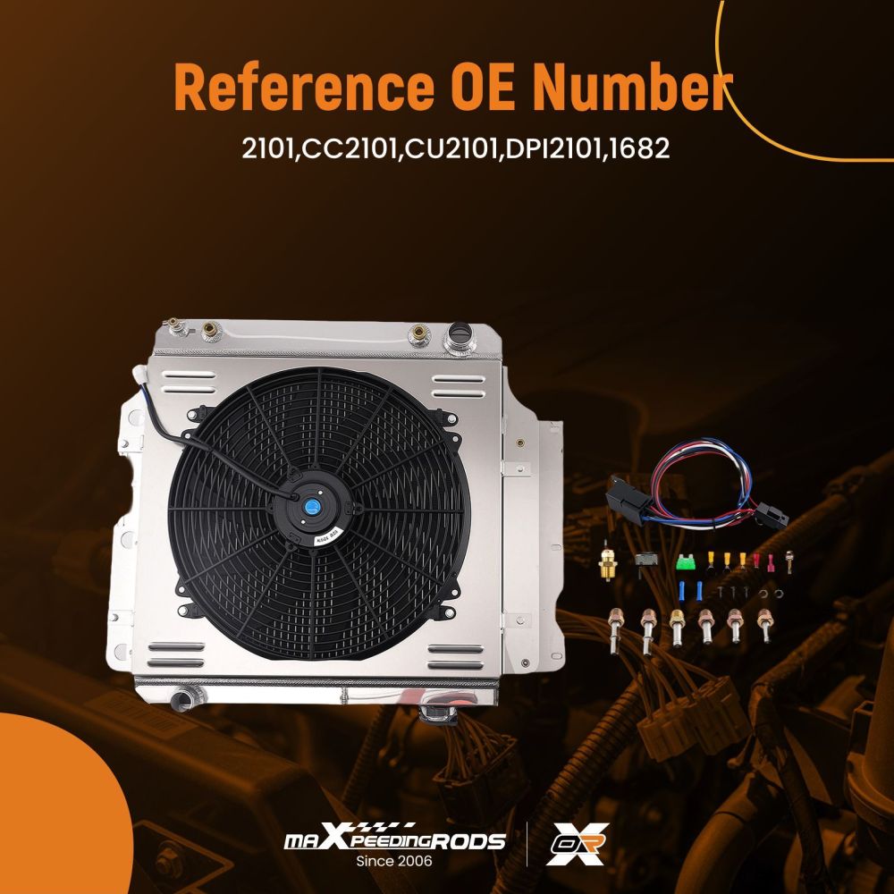 Aluminum 3 Row Radiator Fan compatible for Jeep Wrangler SE Sport X 1997-2006 CC2101 AT