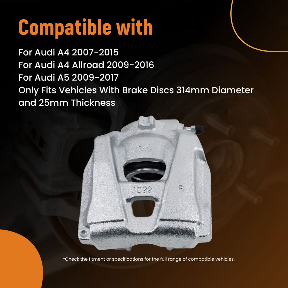 Front Right Brake Caliper compatible for Audi A4 Allroad B8 A5 8F7 8T3 8TA 8K0615124C 57mm