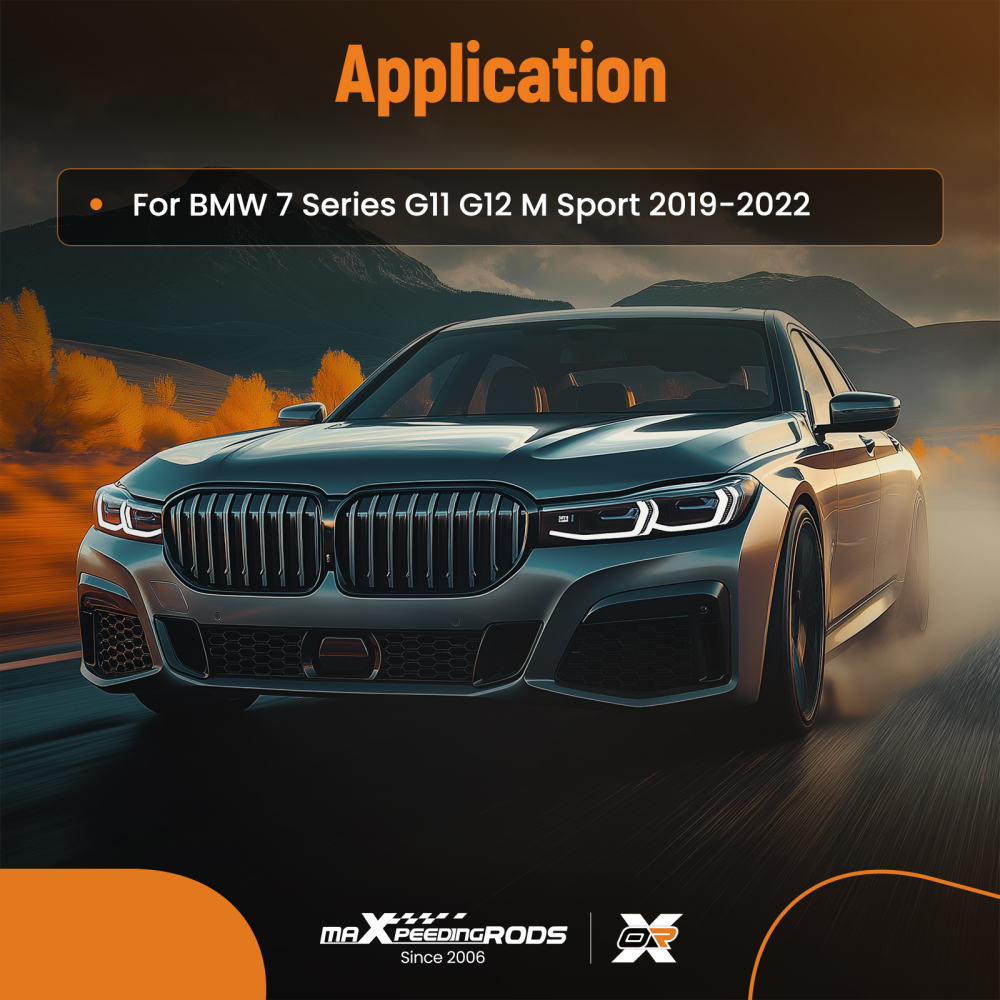 3PC Black Diffuser Kit compatible for BMW G11 G12 7 Series M Sport 2019-2022 PP R Style