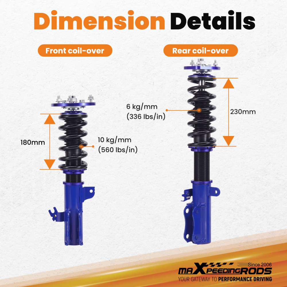 Coilover Shock Kit compatible for Toyota Camry Lexus ES300 1992-1994 Suspension Coilovers