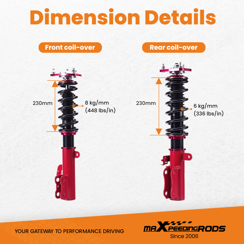 4Pcs Coilovers Suspension Lowering Kit Adj Height compatible for Toyota Camry 2002-2006