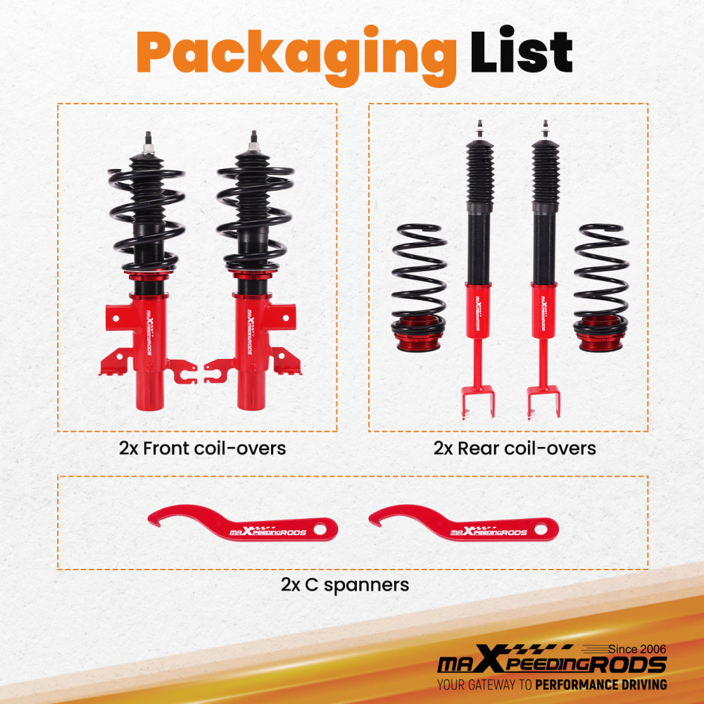 MaXpeedingrods Adjustable Coilover Lowering Shocks Kit compatible for Dodge Dart PF 13-16