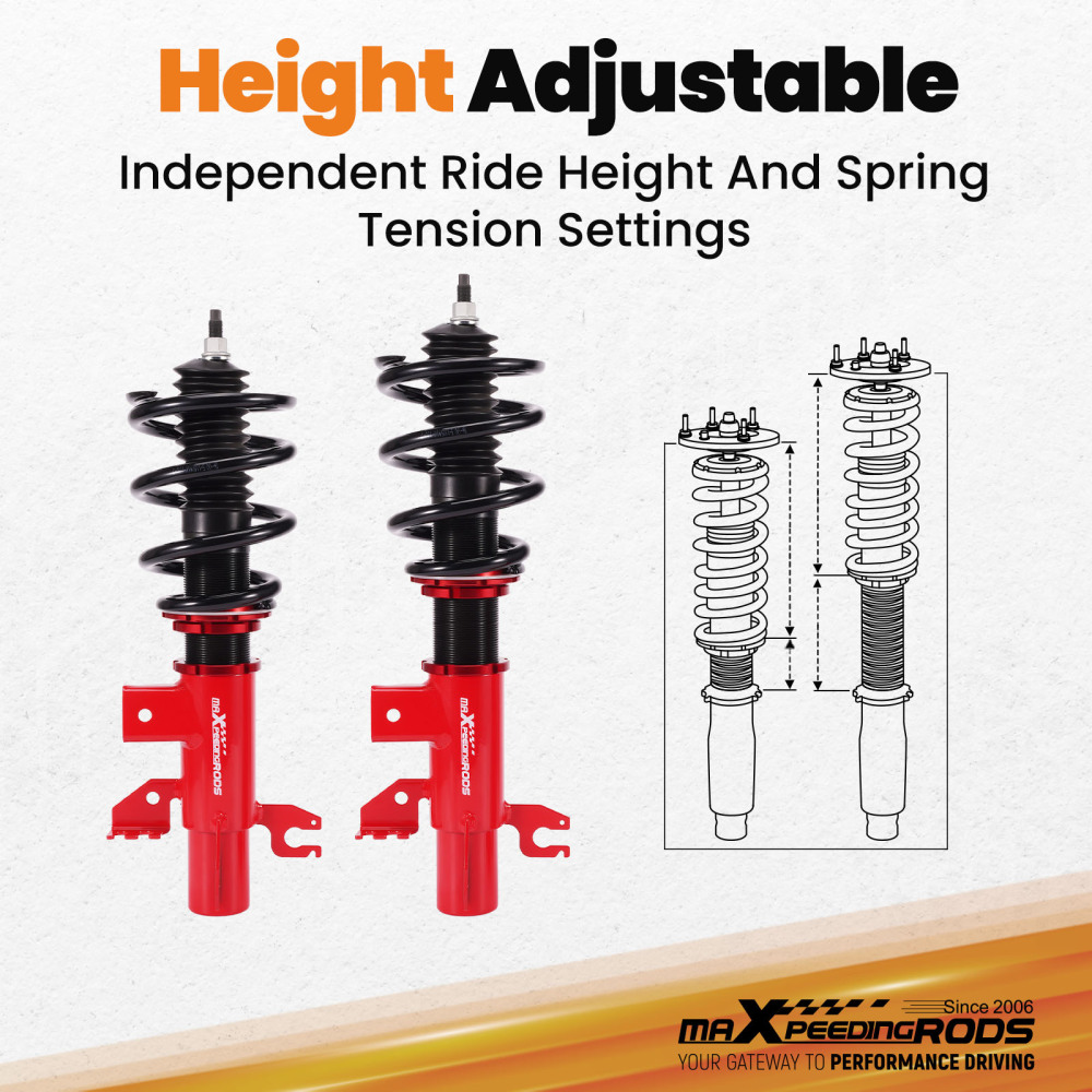 MaXpeedingrods Adjustable Coilover Lowering Shocks Kit compatible for Dodge Dart PF 13-16