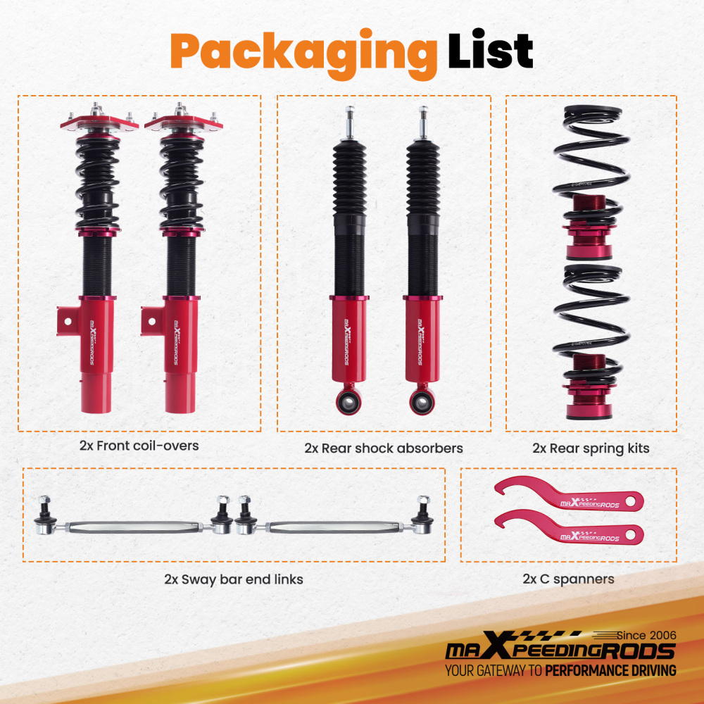 MaXpeedingrods Coilover Shock Suspension Kit compatible for Volkswagen Jetta MK5 MK6 06-17
