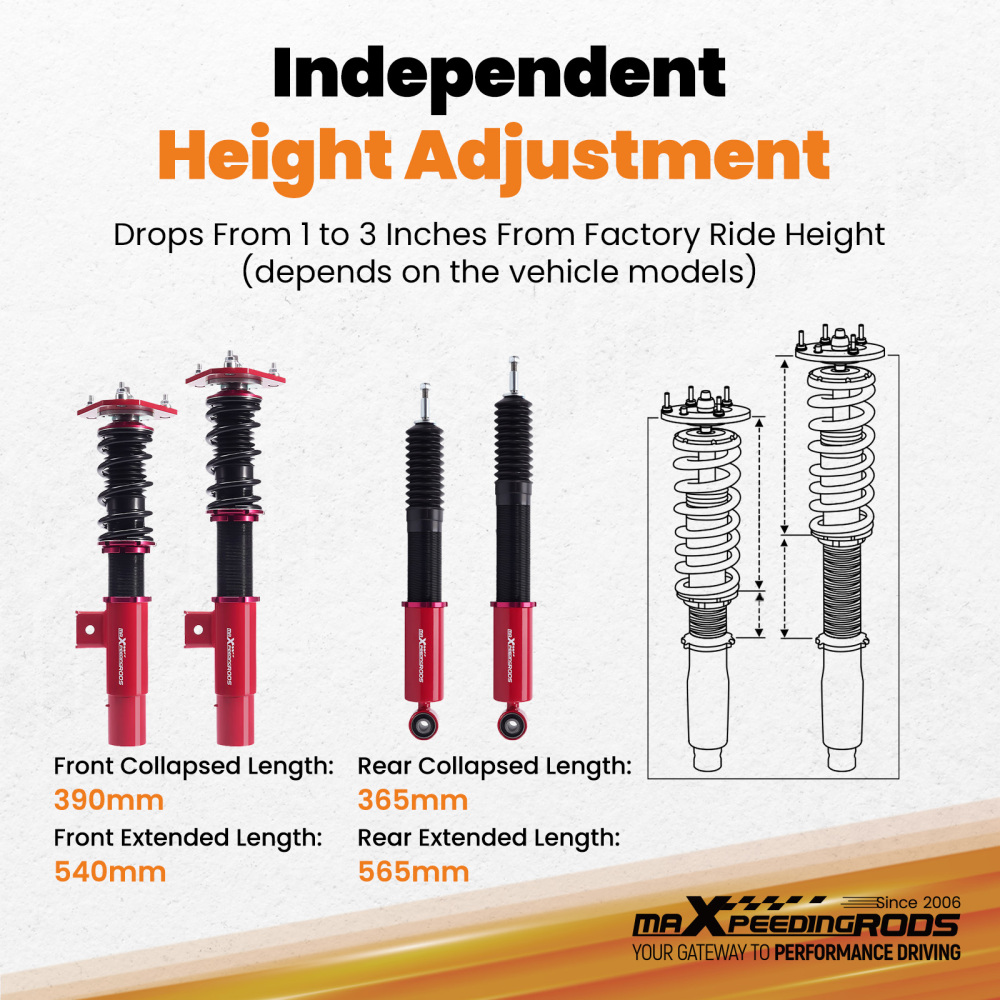 MaXpeedingrods Coilover Shock Suspension Kit compatible for Volkswagen Jetta MK5 MK6 06-17