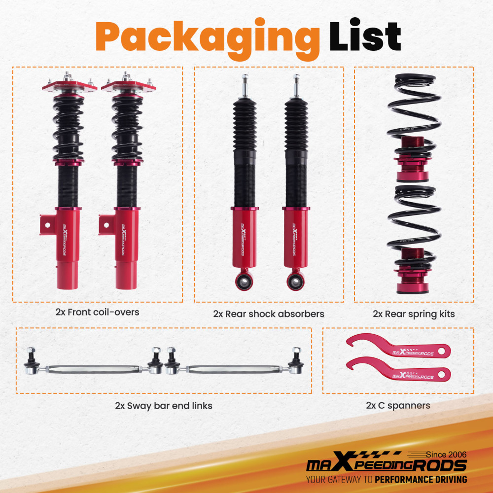 MaXpeedingrods Coilover Shock Suspension Kit compatible for Volkswagen Jetta MK5 MK6 06-17