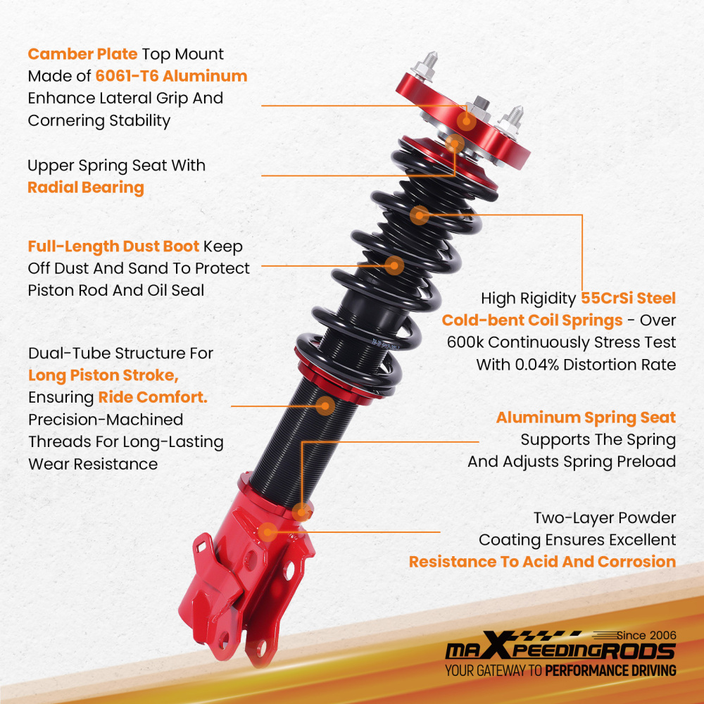 Coilover Suspension Shock compatible for Honda Civic Si Sedan 06-11 FD1 FD2 MK8 Coilovers