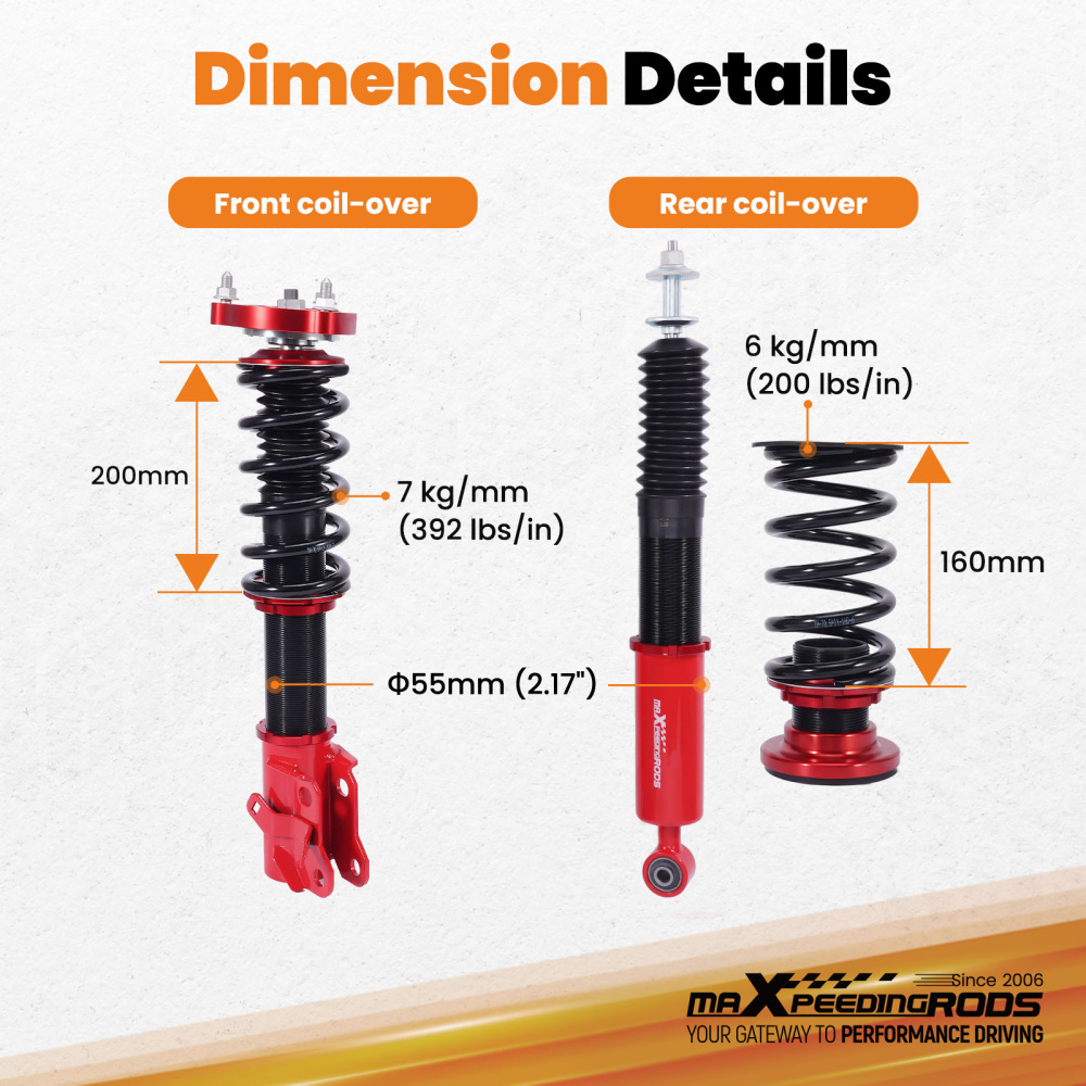 Coilover Suspension Shock compatible for Honda Civic Si Sedan 06-11 FD1 FD2 MK8 Coilovers