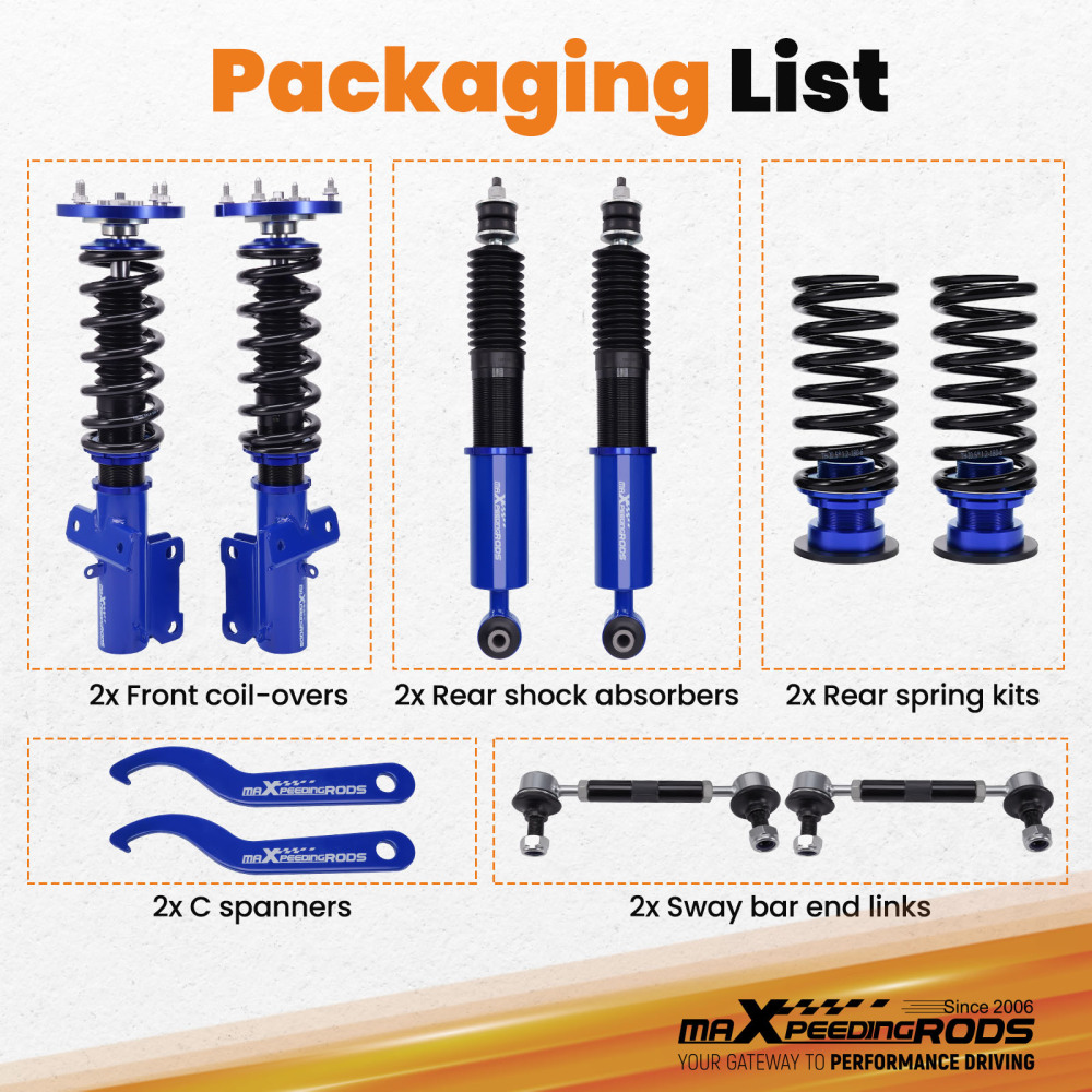 ADJUSTABLE COILOVER SUSPENSION KIT compatible for FORD MUSTANG GT S-197 2005-2014