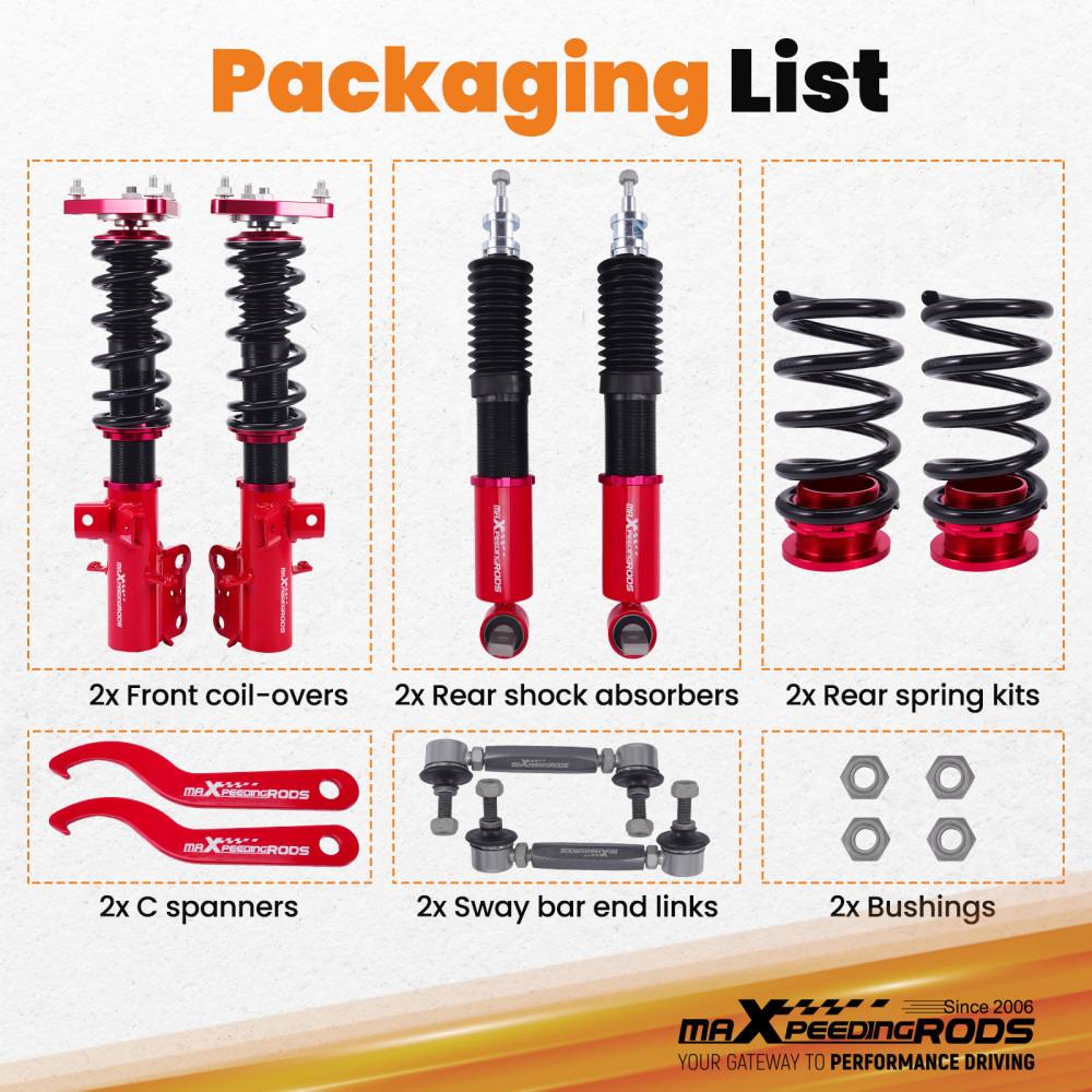 MaXpeedingrods Full Coilovers Adjustable Lowering Kit compatible for Ford Mustang 2015-2023