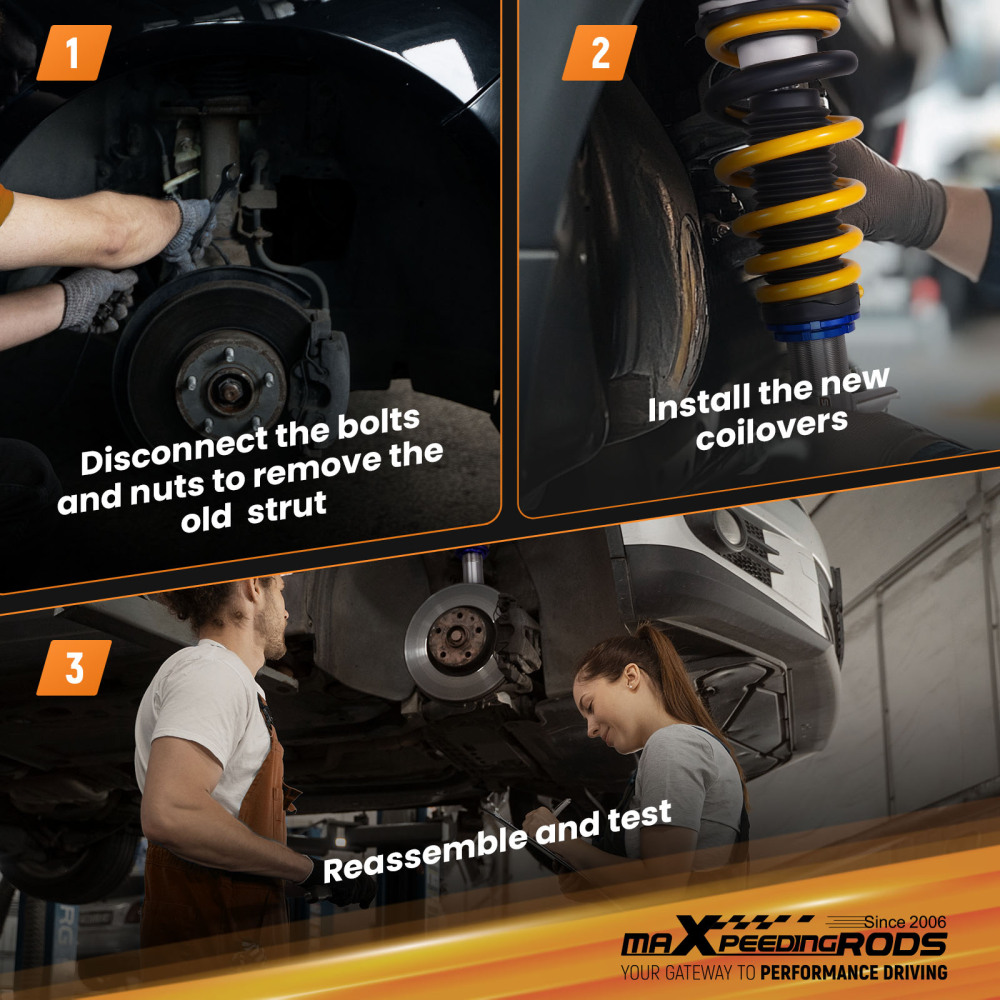 24 Way Damper Coilovers Strut Kit w/ EIBACH Springs compatible for Tesla model 3 2017+ AWD