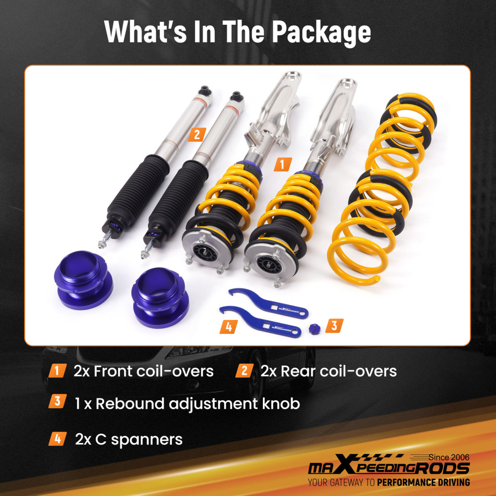 24 Way Damper Coilovers Strut Kit w/ EIBACH Springs compatible for Tesla model 3 2017+ AWD