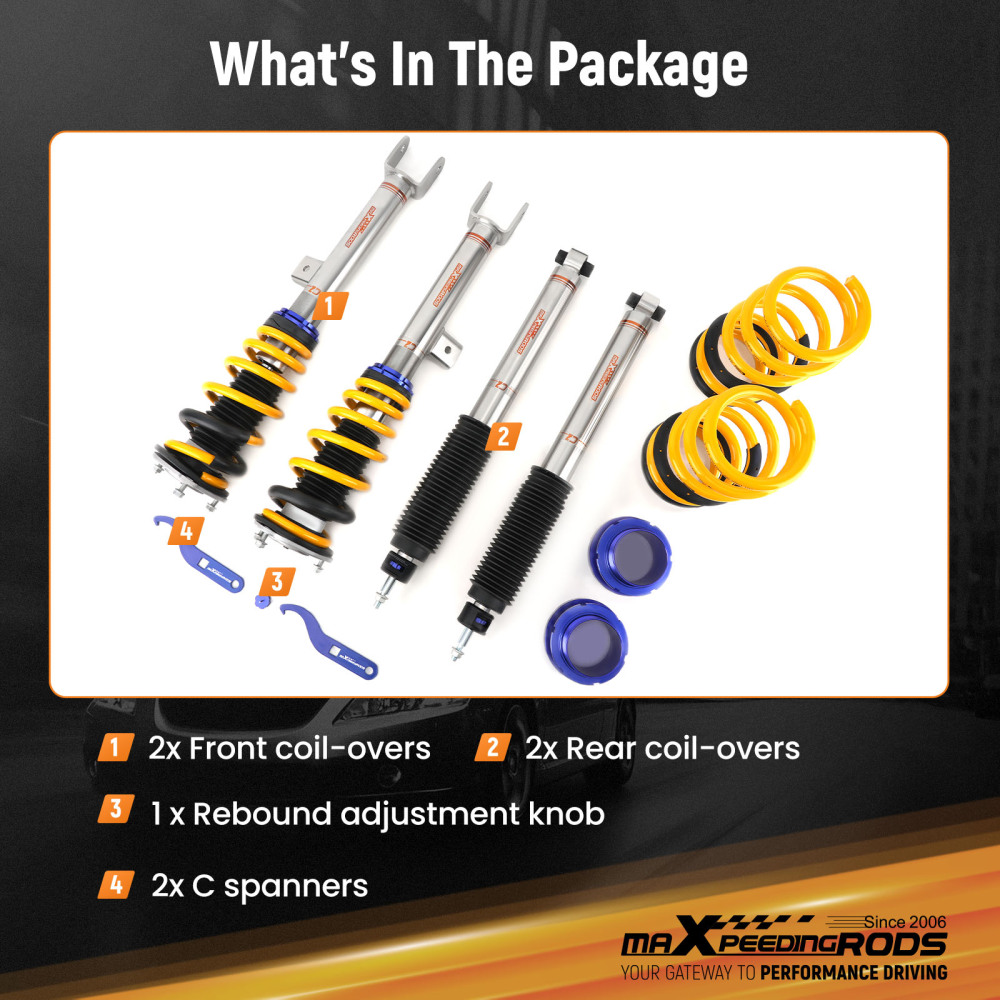 24 Step Damper Coilovers Strut Kit w/ EIBACH Springs compatible for Tesla model 3 2017+ RWD