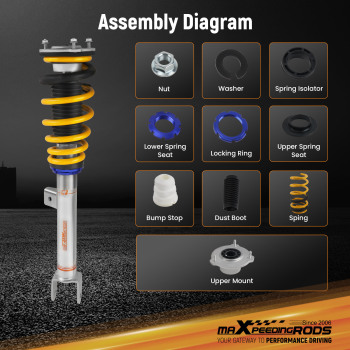 24 Step Damper Coilovers Strut Kit w/ EIBACH Springs compatible for Tesla model 3 2017+ RWD