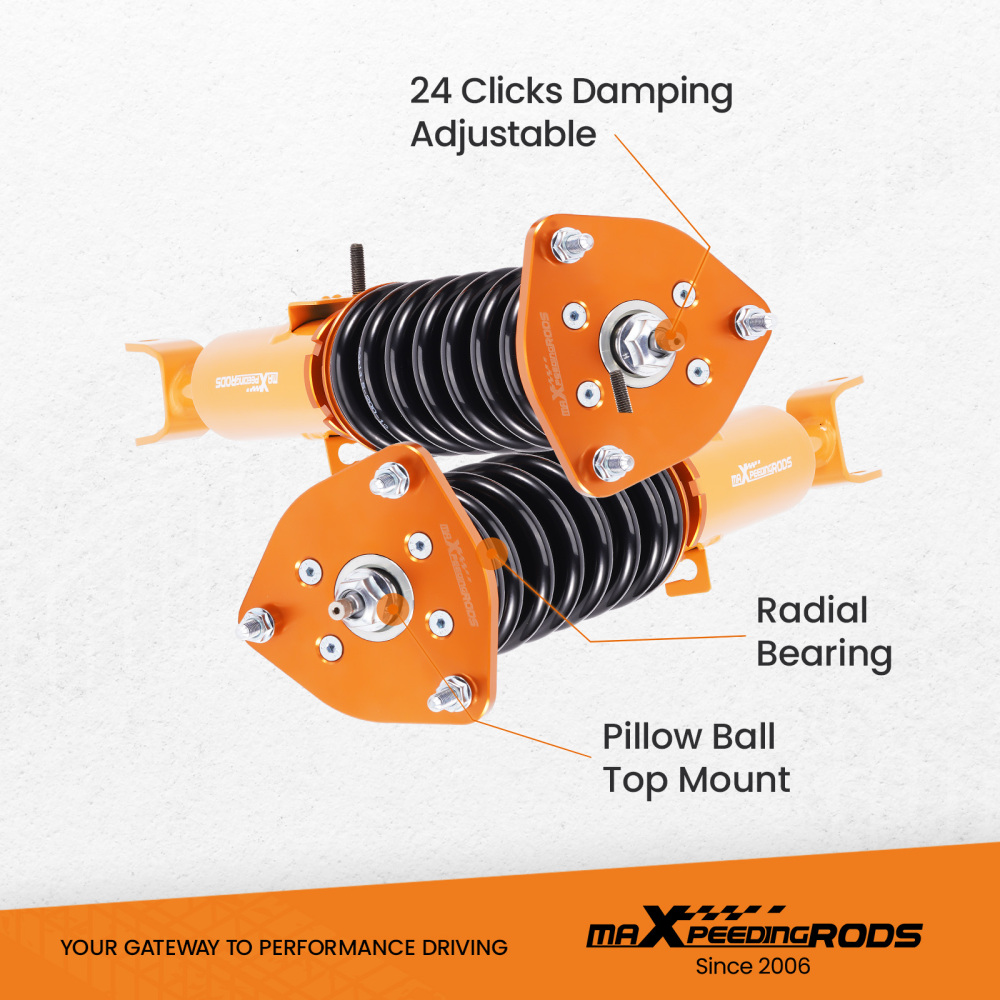 24 Click Damper Coilovers compatible for Nissan 350Z 03-08 compatible for Infiniti G35 Coupe Sedan 2003-06