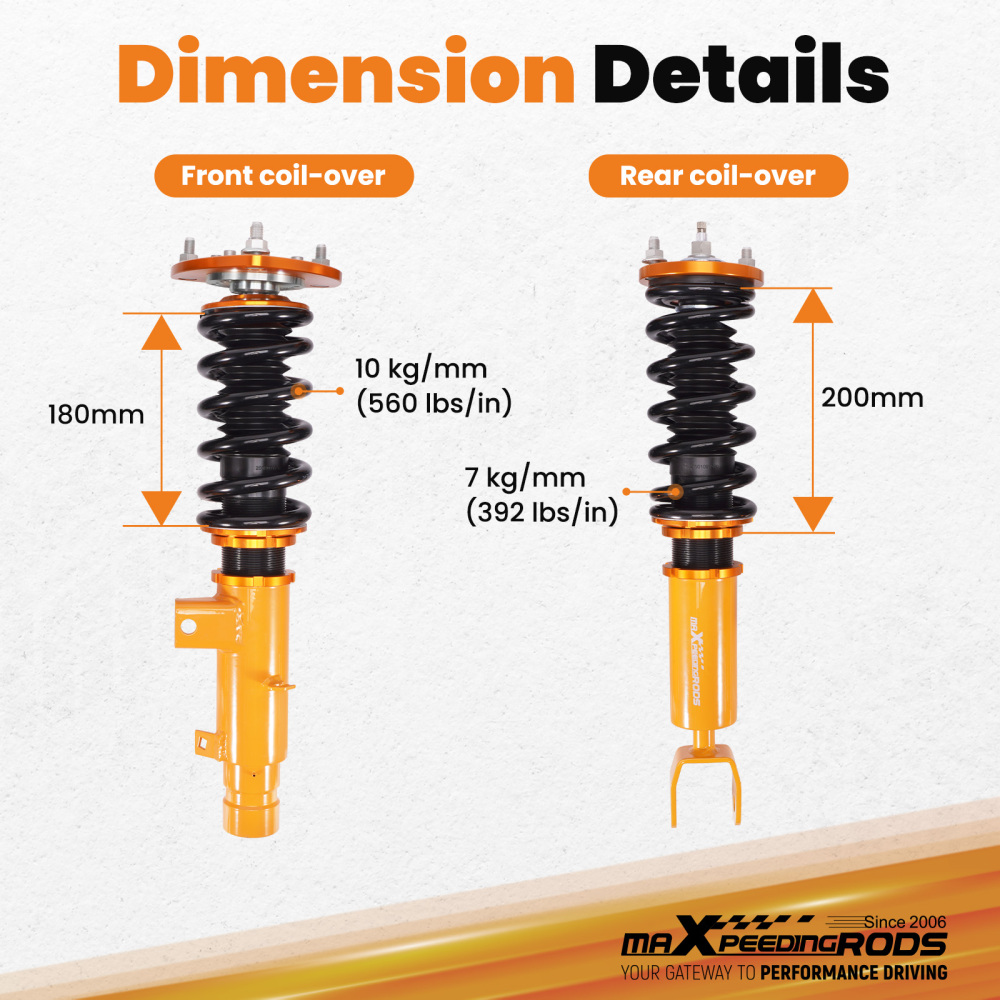 MaXpeedingrods Suspension Coilovers 24 Way Damping compatible for Honda Accord 2013-2017