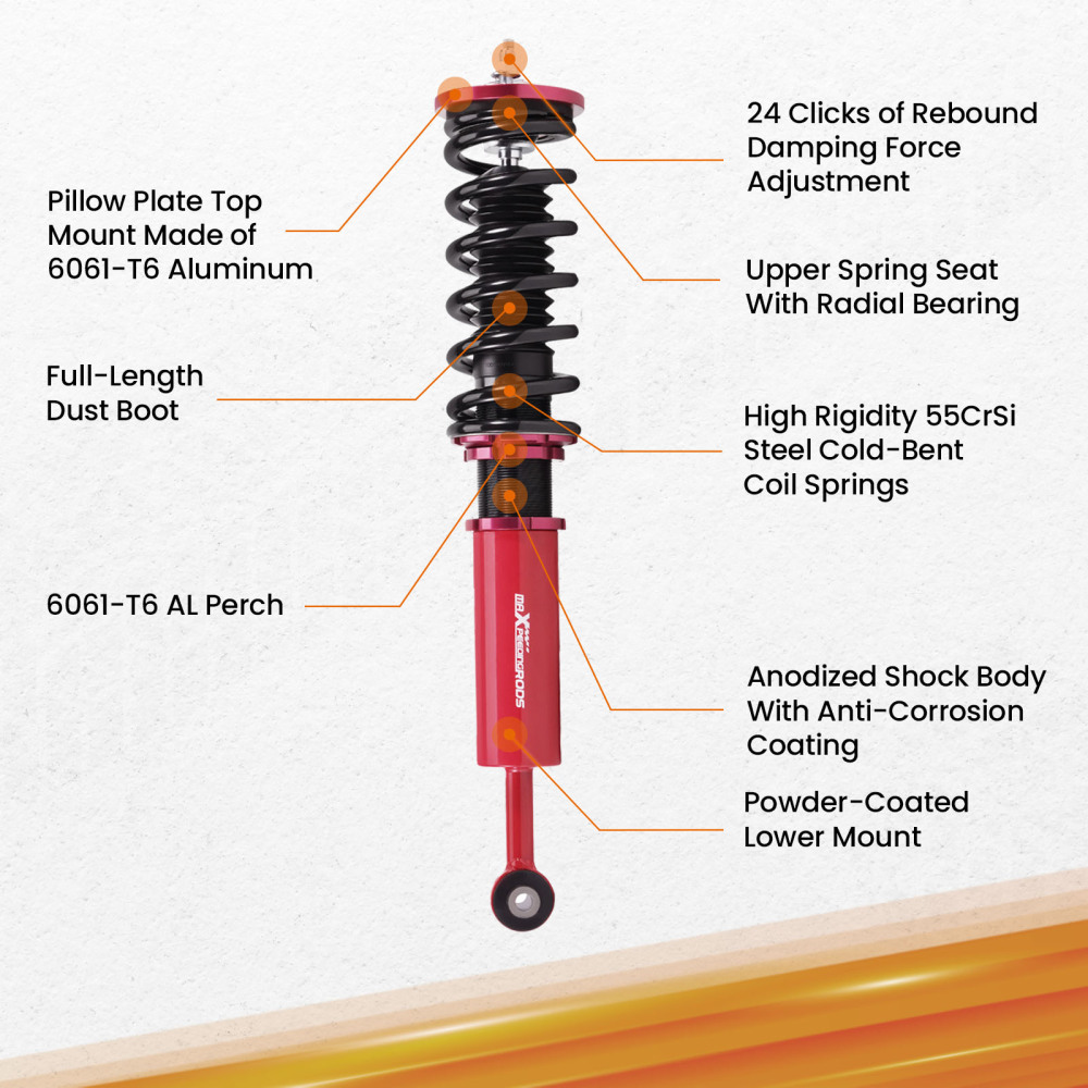 1998 - 2003 compatible for Honda Accord compatible for Acura TL CL Adjustable Damper Performance Coilovers