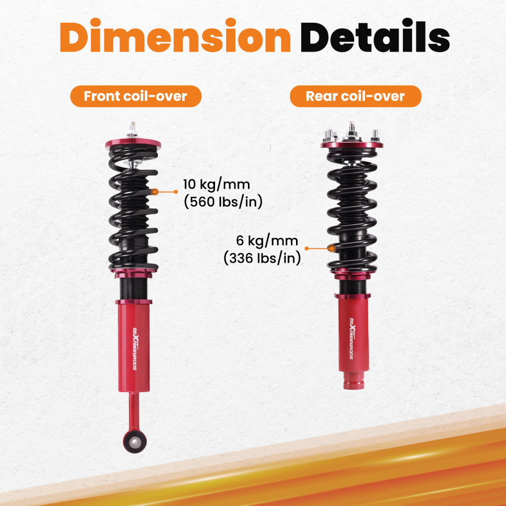 1998 - 2003 compatible for Honda Accord compatible for Acura TL CL Adjustable Damper Performance Coilovers