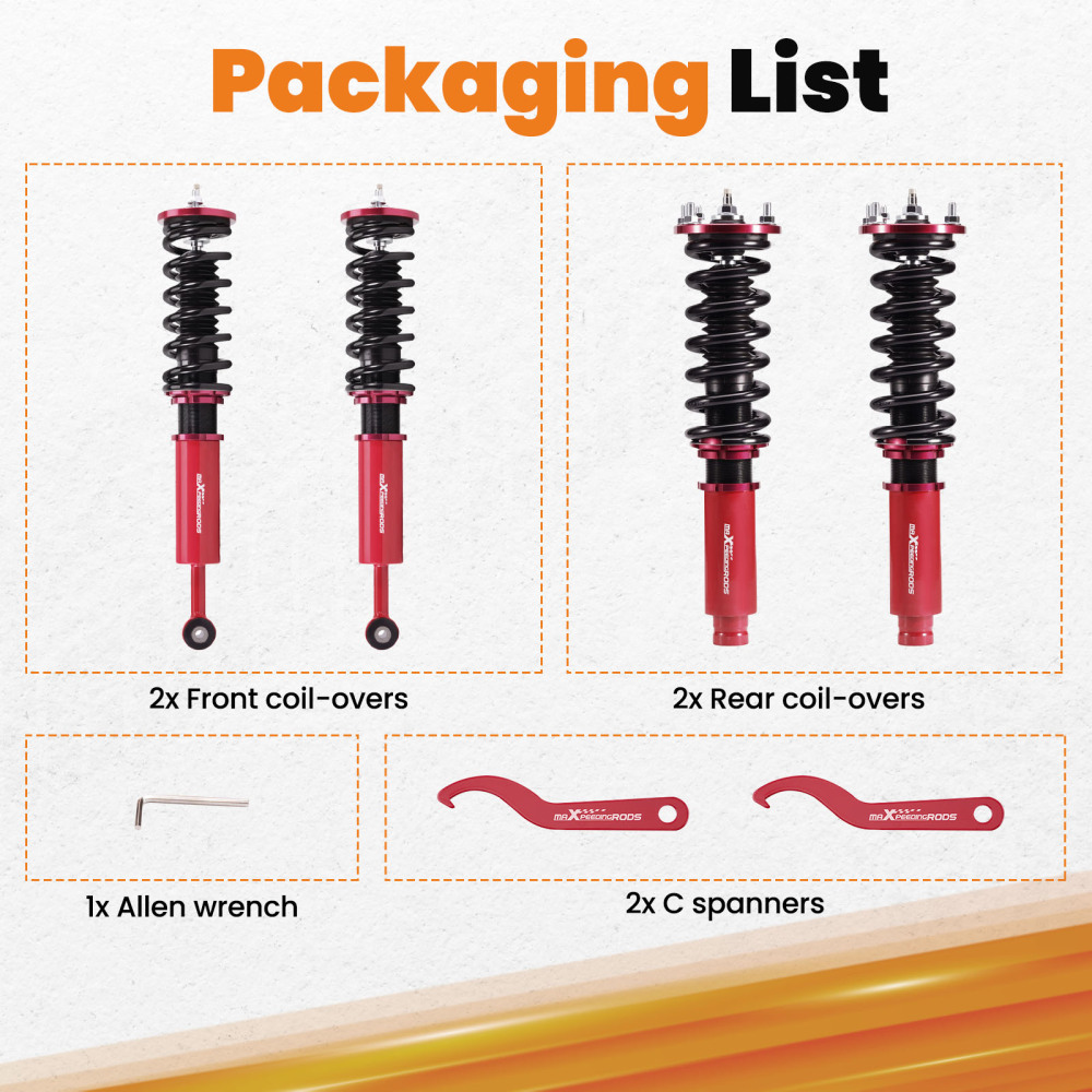 1998 - 2003 compatible for Honda Accord compatible for Acura TL CL Adjustable Damper Performance Coilovers