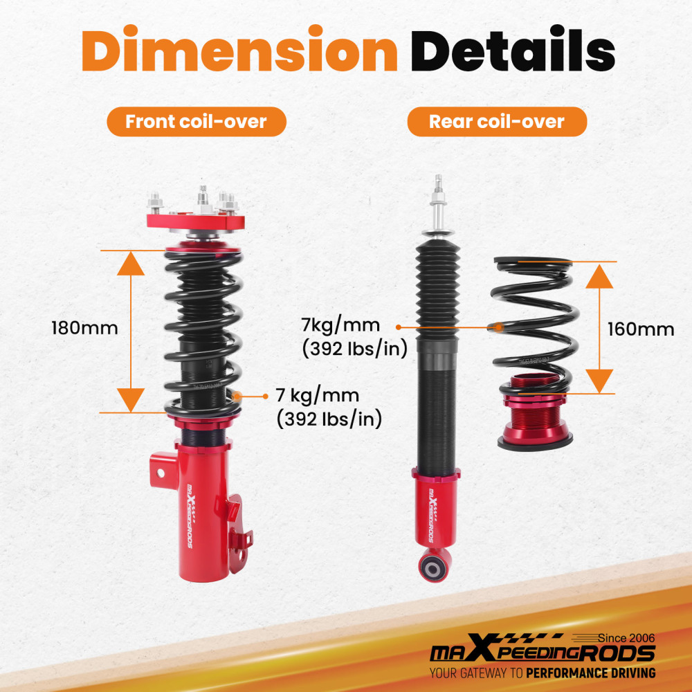 Coilovers 24 Level Adjustable Damper Lowering Kit compatible for Honda Civic 2012-2015