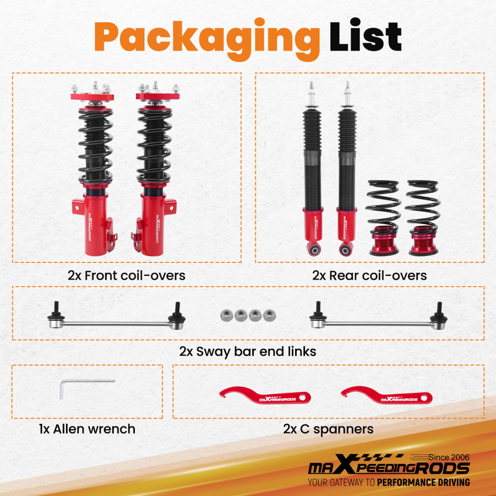 Coilovers 24 Level Adjustable Damper Lowering Kit compatible for Honda Civic 2012-2015