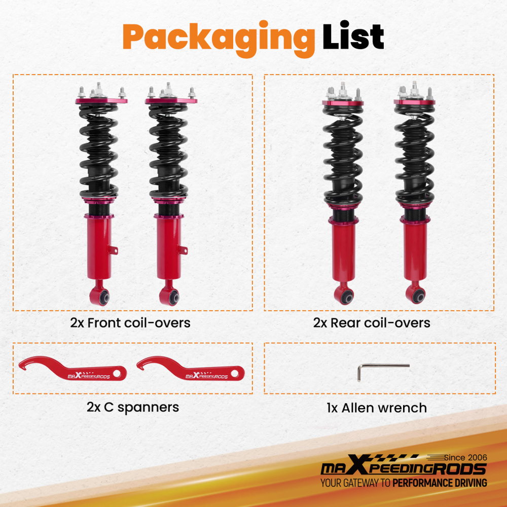Damper Adjustable Coilovers Shock+Spring Kit compatible for Lexus GS300 GS400 GS430 98-05