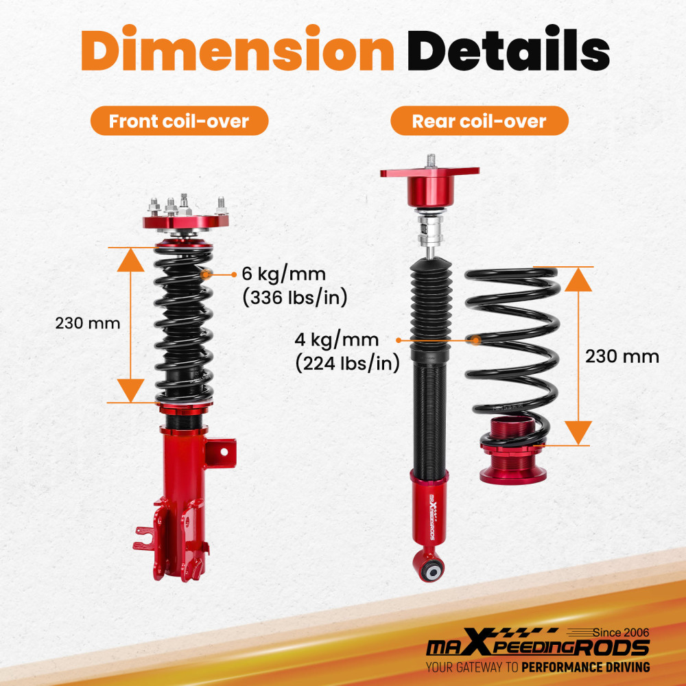 MaXpeedingrods 24 Way Damper Coilover Suspension Kit compatible for Mazda 3 BM/BN 2014-2018