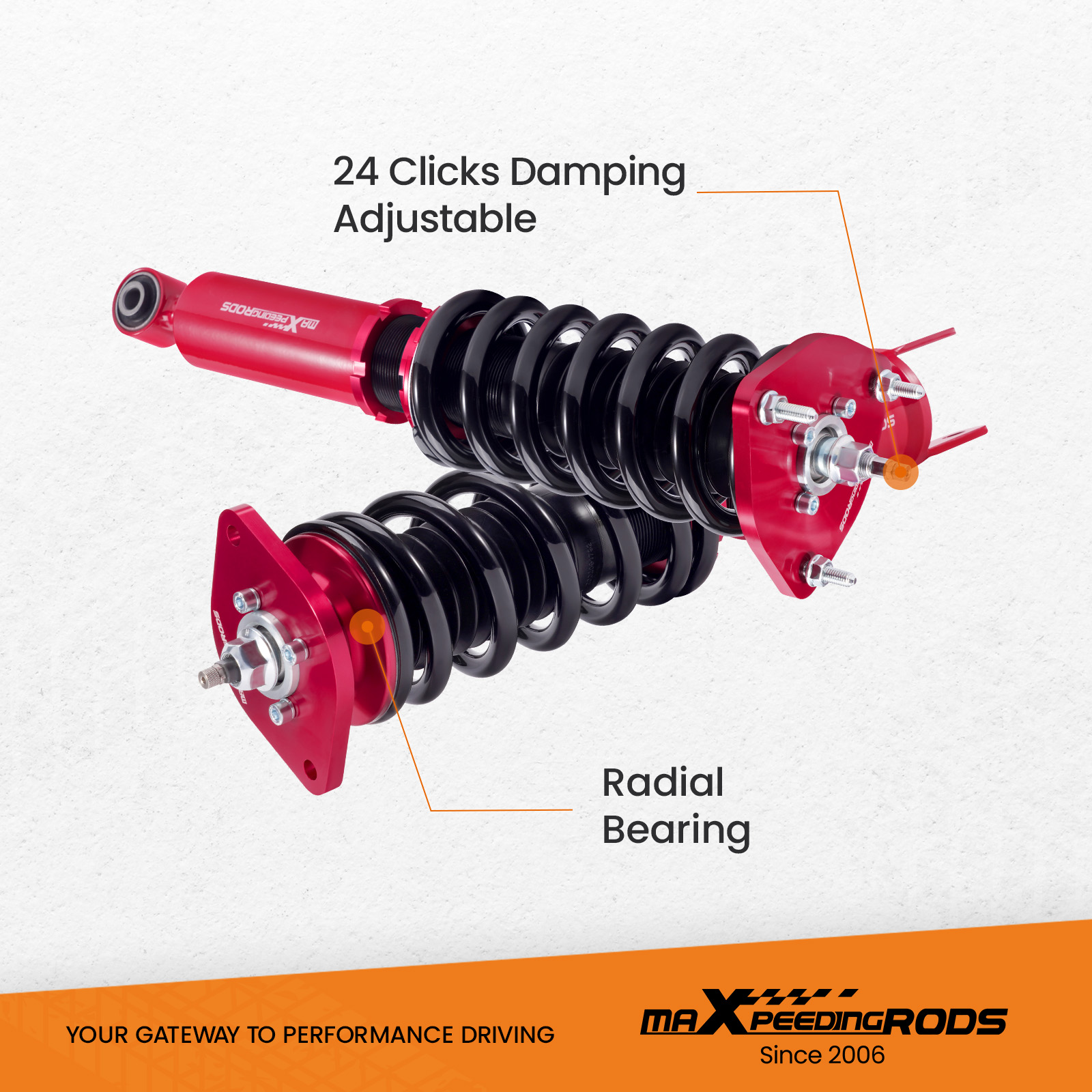 パーツ Adjustable Coilover Suspension Set (Red) NISSAN 350Z Z33 COILOVERS