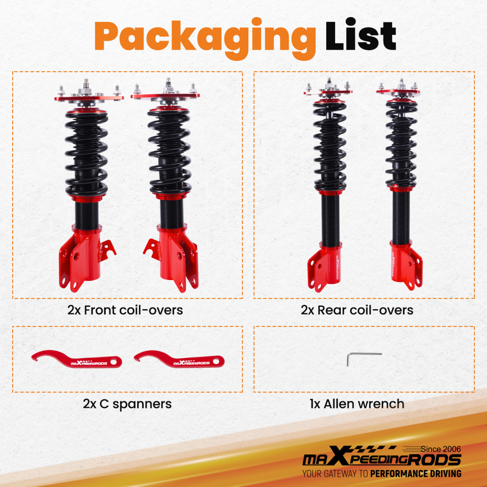 24 Ways Adj. Coilover Suspension Strut compatible for Subaru Impreza WRX GDA GDB EJ207 EJ25