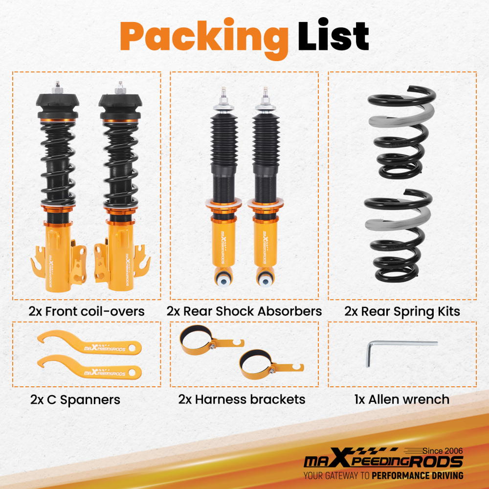 24 Level Adjustable Suspension Coilover Kit compatible for Holden Commodore VF Sedan 13-17