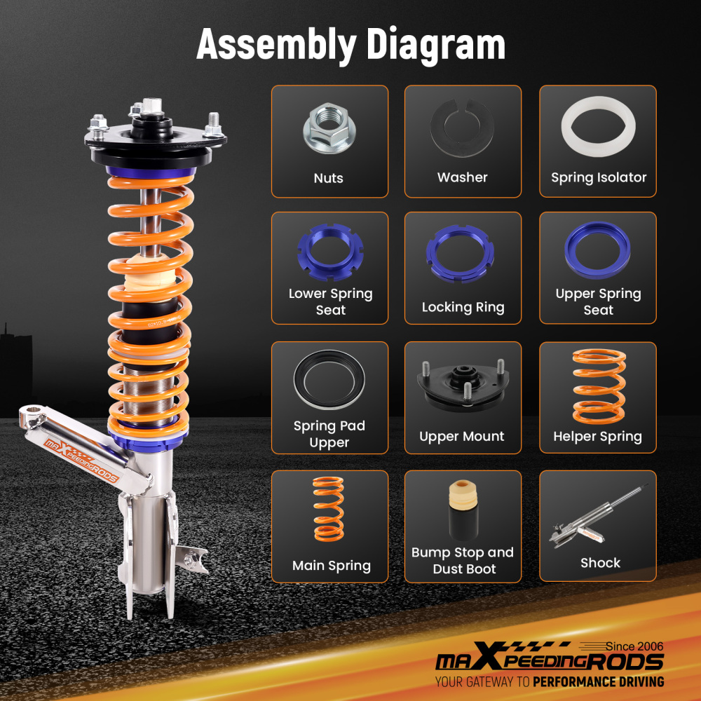 MaXpeedingrods C1 Coilovers Suspension Lowering Kit compatible for Honda Civic 2001-2005