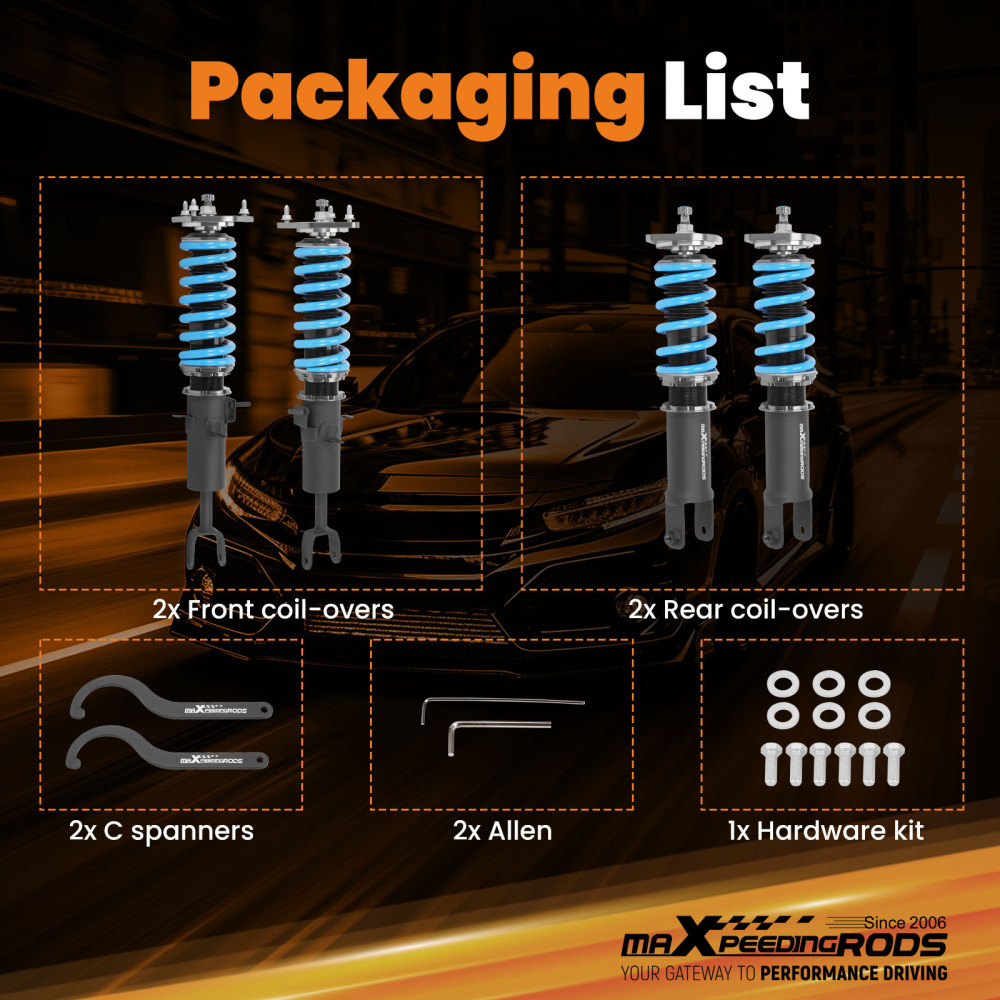 24 Click Damper Coilovers compatible for Nissan 350Z 03-08 compatible for Infiniti G35 Coupe Sedan 2003-06Lowering Kit