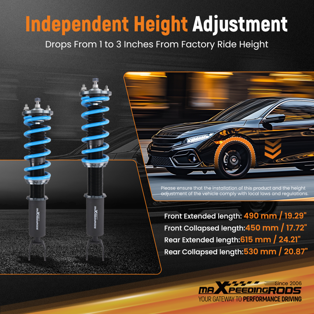 Adjustable Coilover Compatible For Honda Accord VIII LX,SE,LX-P sedan CU1 CU2 CU3 2008-2015 Lowering Kit