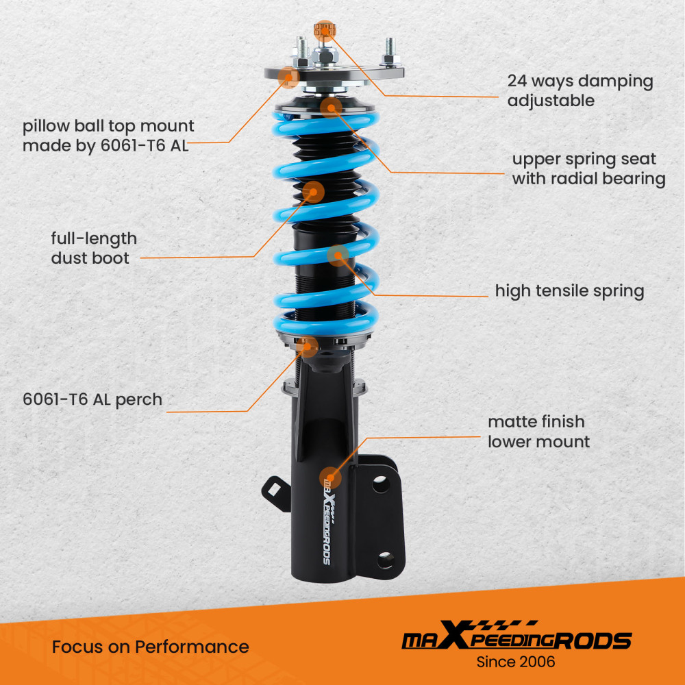 Performance Coilovers compatible for Honda Civic MK7 2001-2005 EM2 ES, ET Lowering Springs