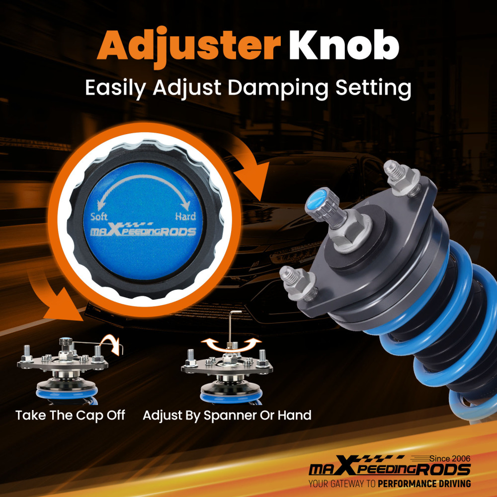 maXpeedingrods Combinés Filetés T6 pour Honda Civic / CR-X 1984-1987 – Suspension Réglable 24 Niveaux