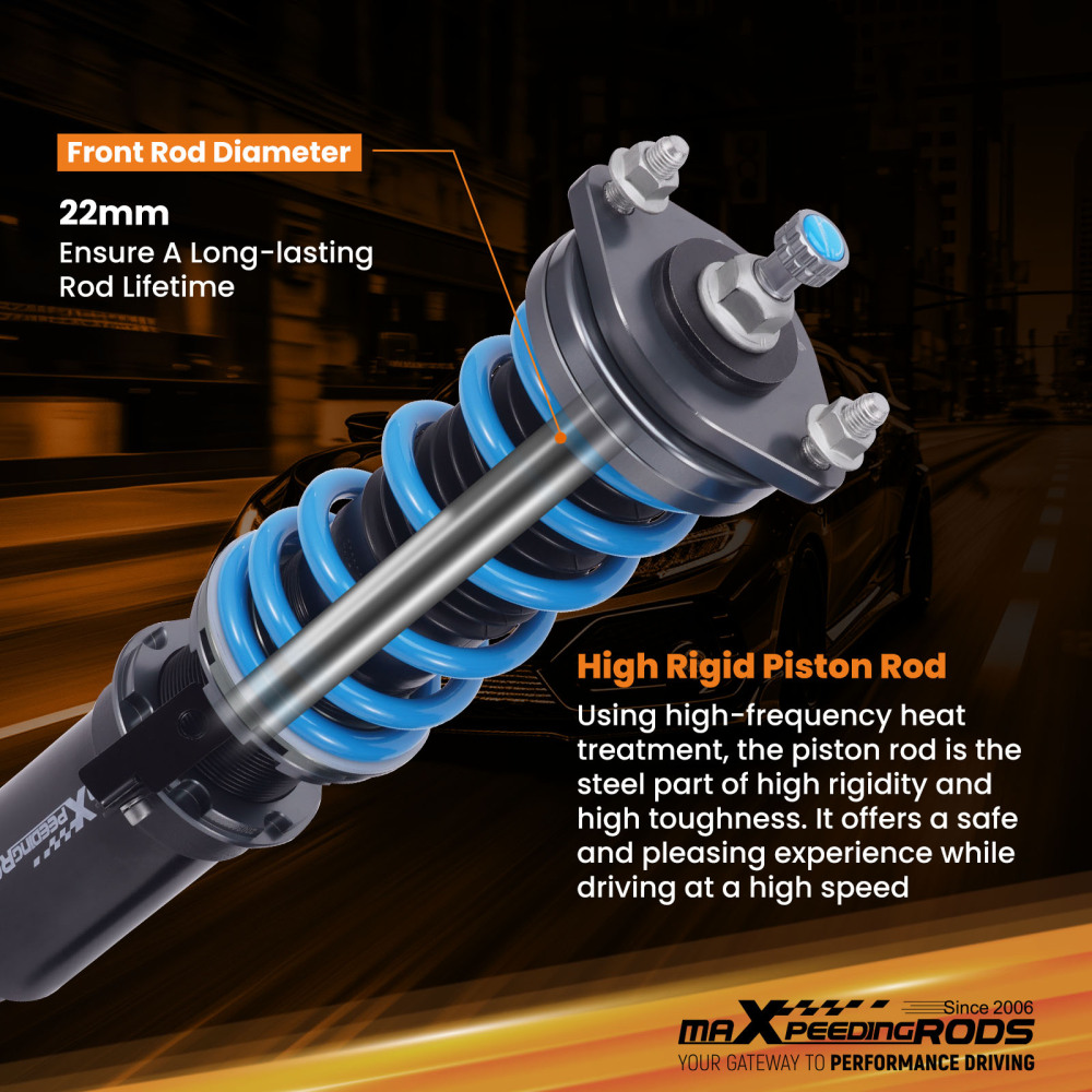 maXpeedingrods Combinés Filetés T6 pour Honda Civic / CR-X 1984-1987 – Suspension Réglable 24 Niveaux