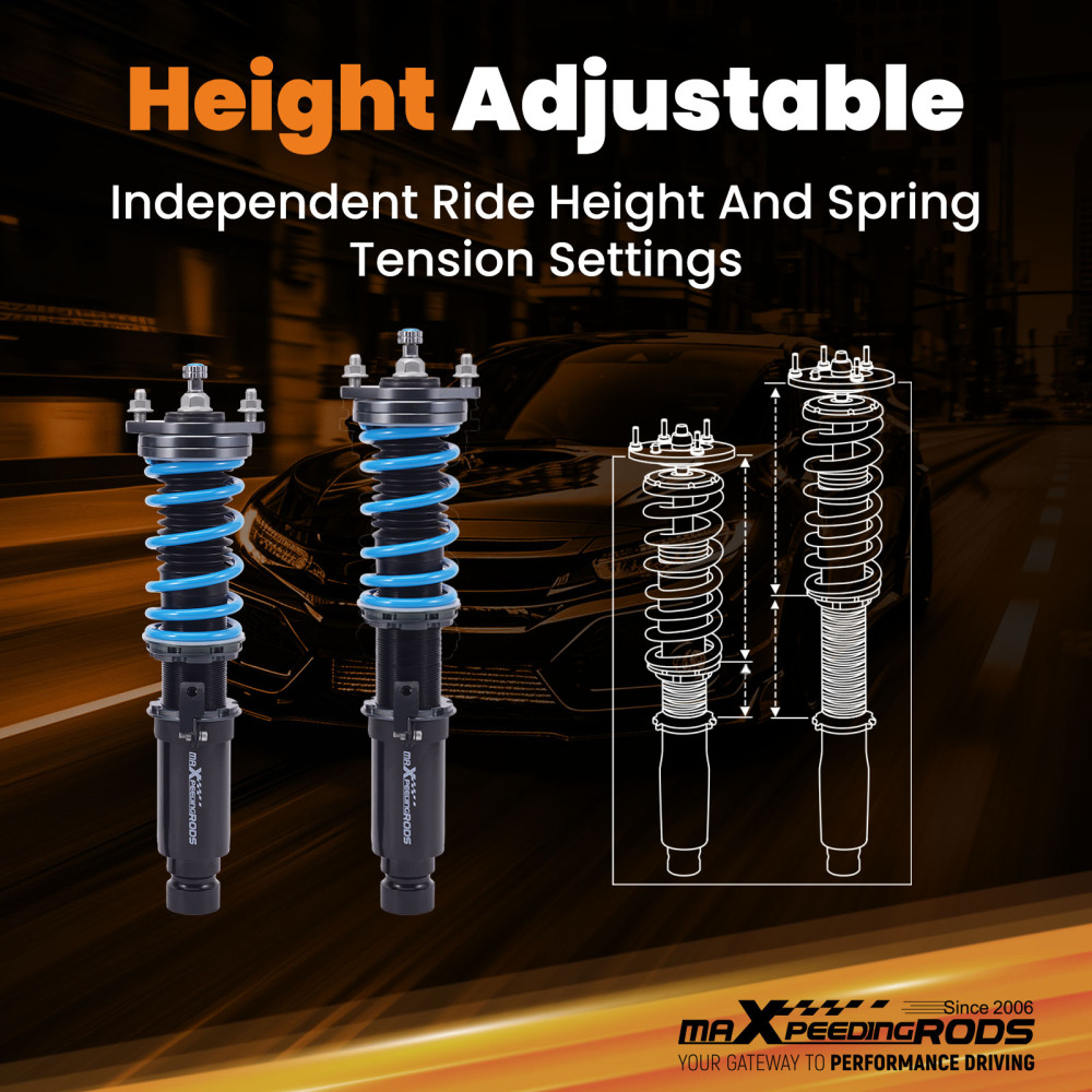 24 Level Damper Coilovers Struts Springs Kit compatible for Honda Civic/CR-X 1984-1987