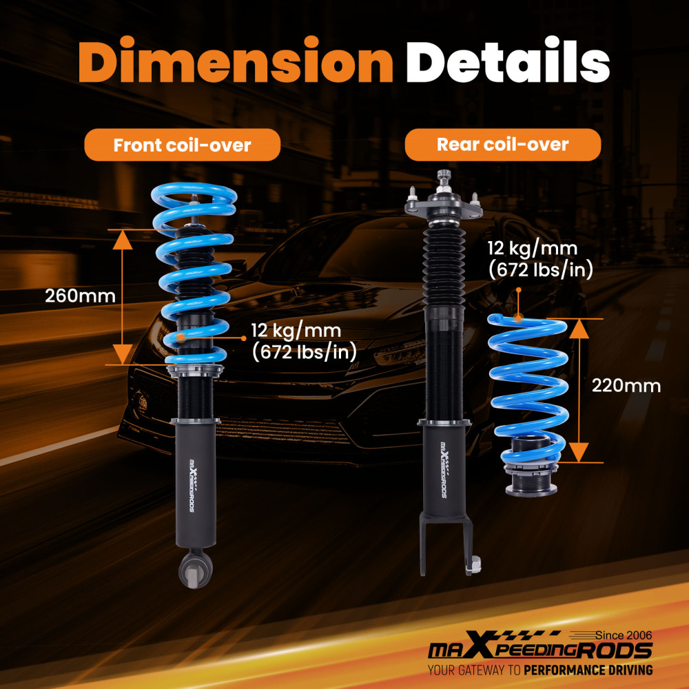 MaXpeedingrods Coilovers 24 Way Adjustable Suspension compatible for Cadillac CTS RWD 03-07