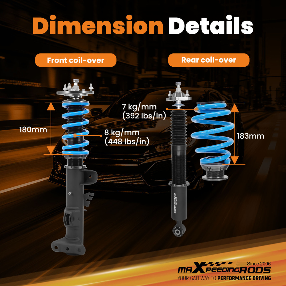 Amortisseurs Combines Filetes compatible pour BMW Série 3 E36 Berline Coupe 316i 318i