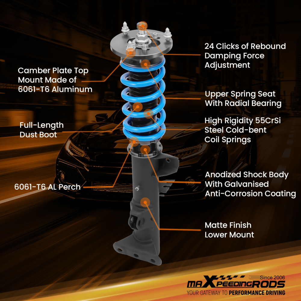 Amortisseurs Combines Filetes compatible pour BMW Série 3 E36 Berline Coupe 316i 318i