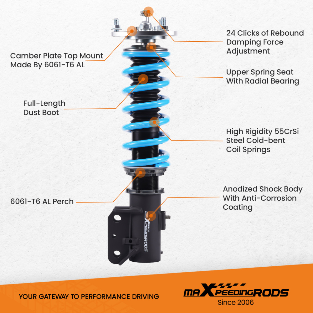 T6 Coilovers Suspension compatible for Mitsubishi Lancer Evolution X CZ4A 2008-2016 2.0