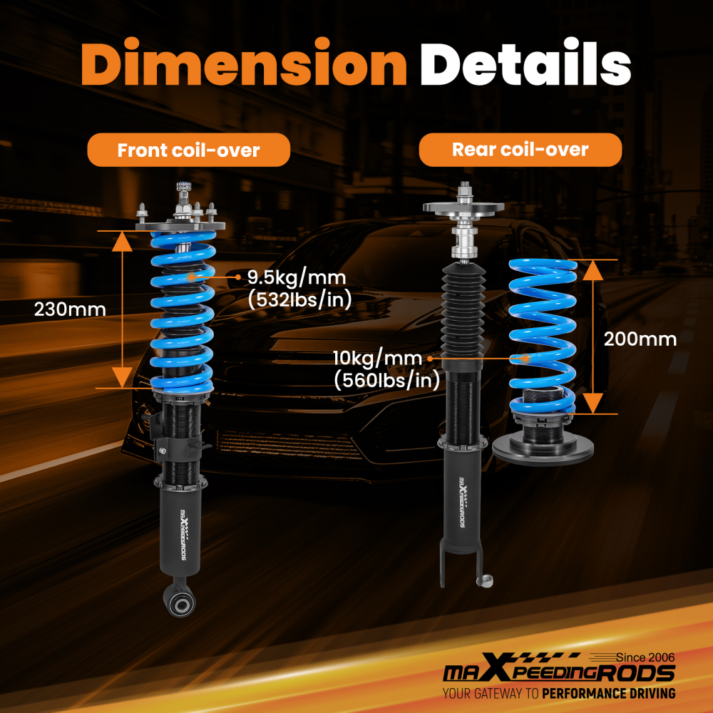 24 Way Damper Coilovers Lowering Kit compatible for Infiniti Q60/Q40 Coupe RWD V36 2014-15