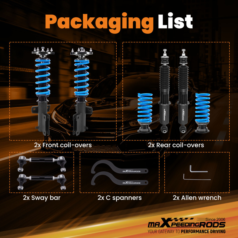 Coilover Compatible para Ford Mustang 2005 - 2014 Muelles ajustables en altura