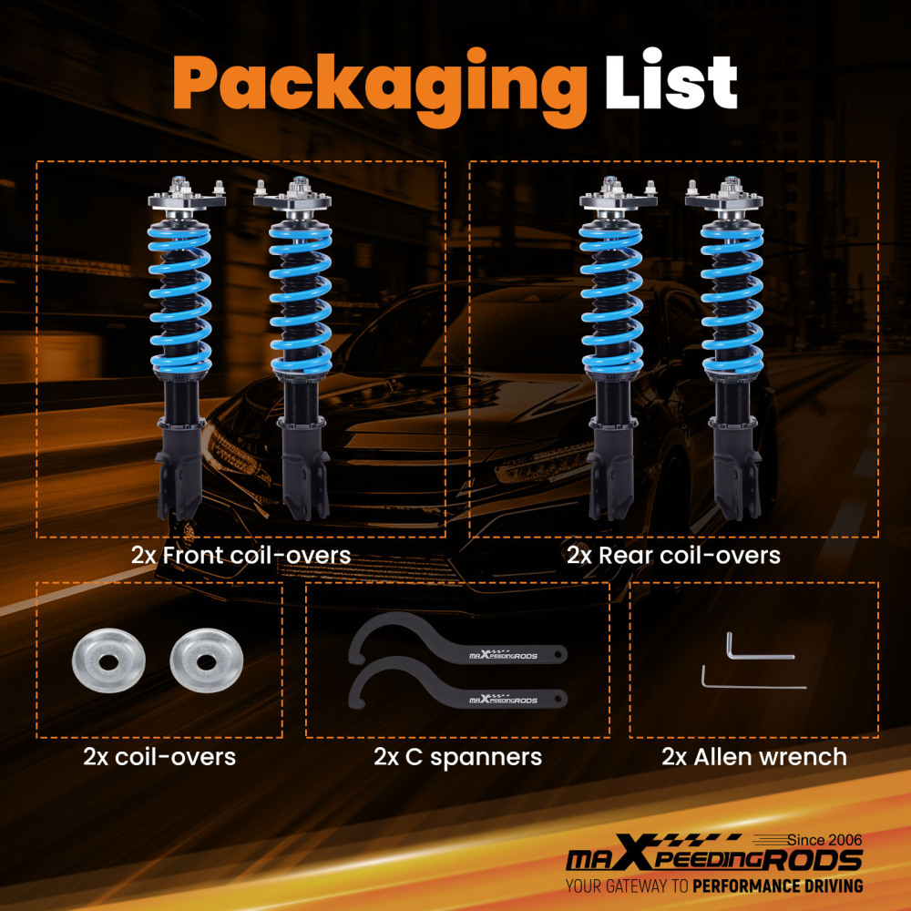 24 Ways Damping Adjustable Perfermance Coilover Compatible For Ford Mustang 4th Gen. 1994-2004  Lowering Kit