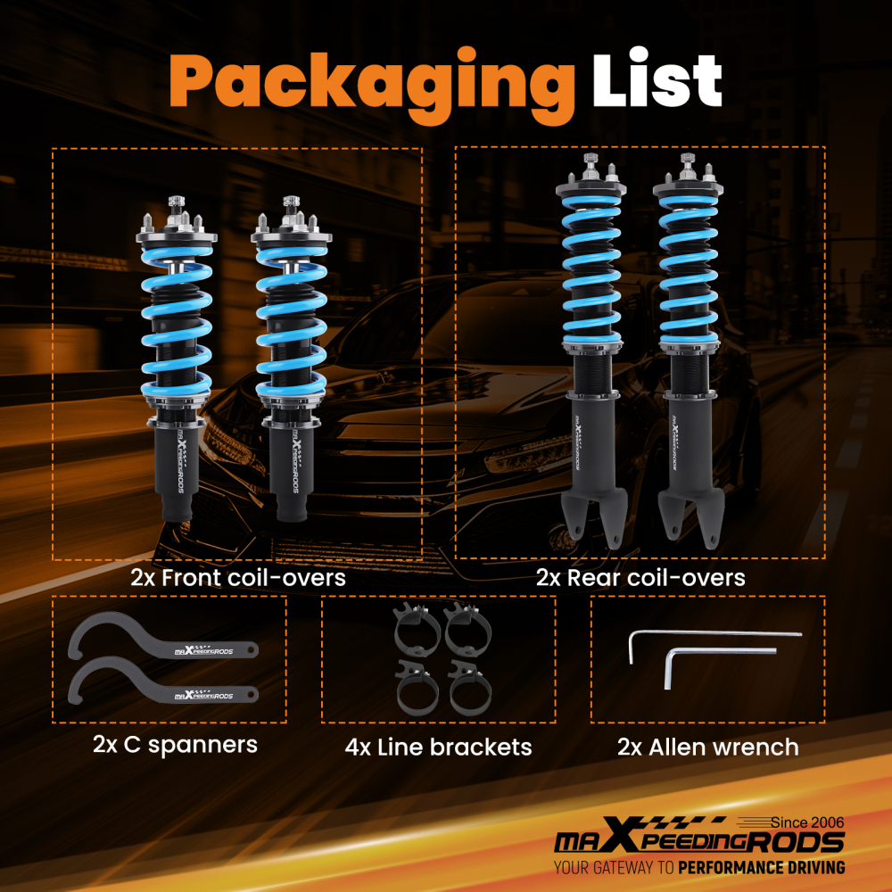 MaXpeedingrods 24-Step Adjustable Coilover Suspension compatible for Honda Prelude 88-91