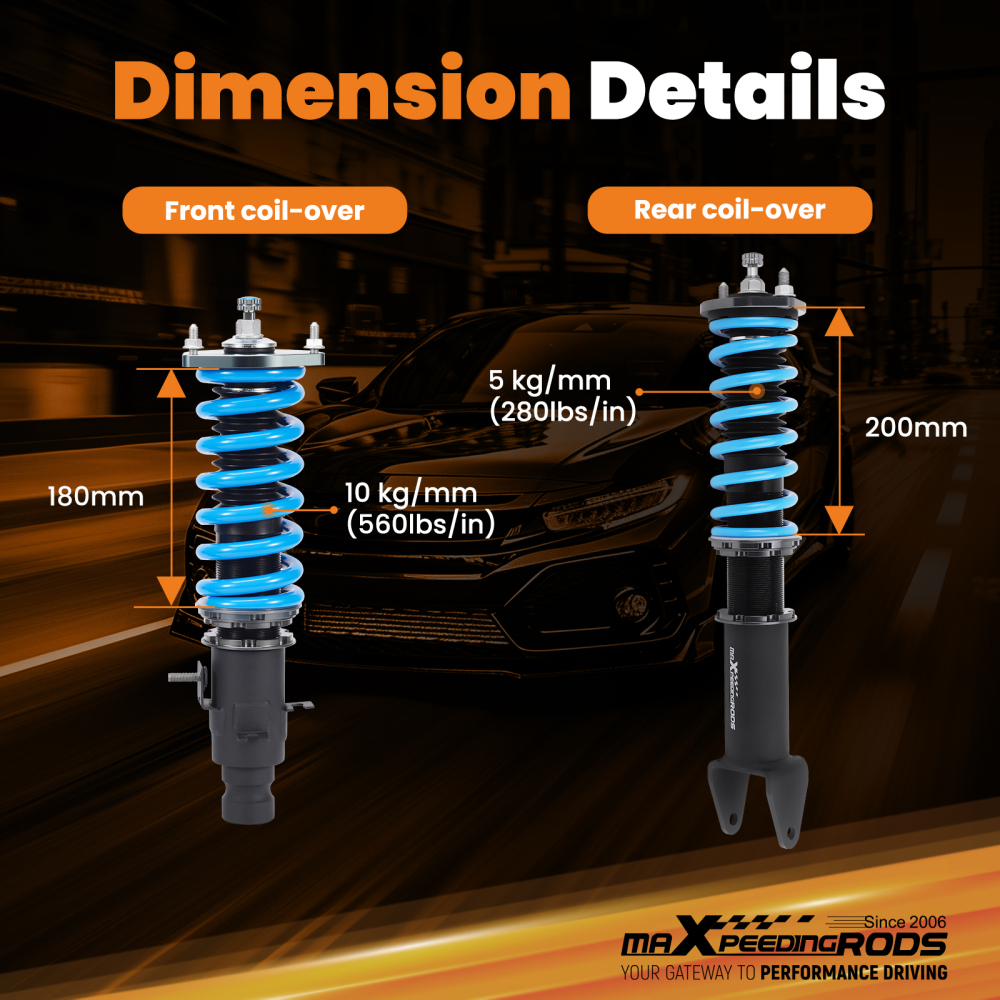 MaXpeedingrods 24-Step Adjustable Coilover Suspension compatible for Honda Prelude 88-91